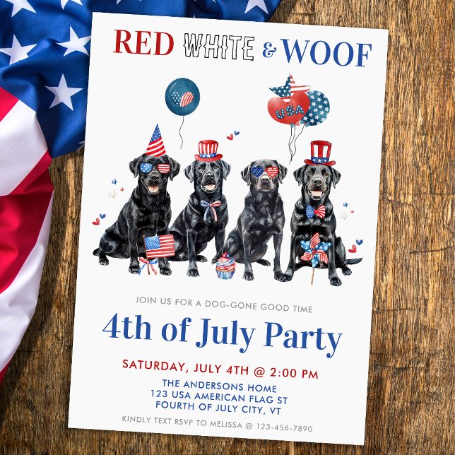 Red White & Woof Patriotic Hunde 4. Juli Party Einladung (Von Creator hochgeladen)