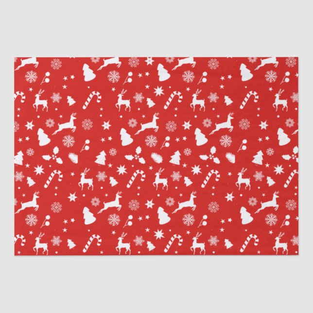 Red White Xmas festes geometrisches Wintermuster Seidenpapier (Vorderseite)