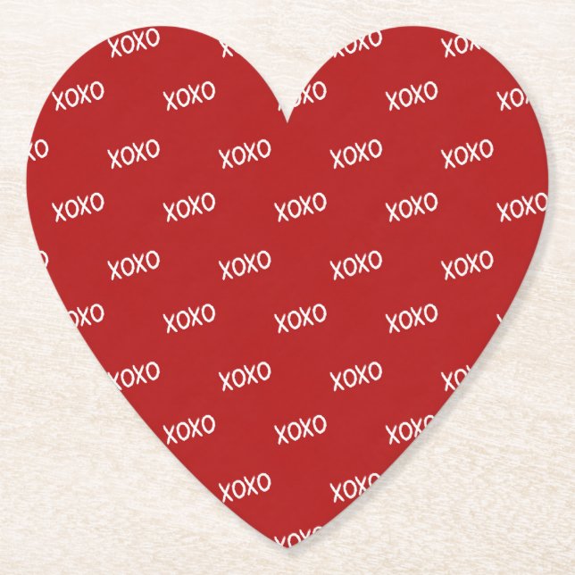 Red White XOXO Liebe Hugs Kisses Untersetzer (Vorderseite)