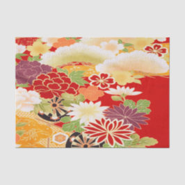 Red White Yellow Japanisch Kimono Floral Decoupage Seidenpapier