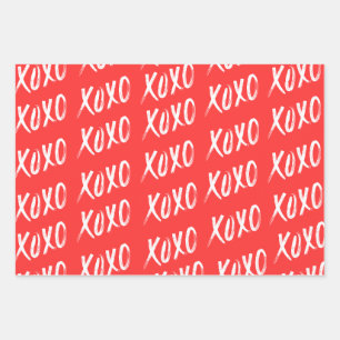 Red White Yellow XOXO Musterskript Geschenkpapier Set