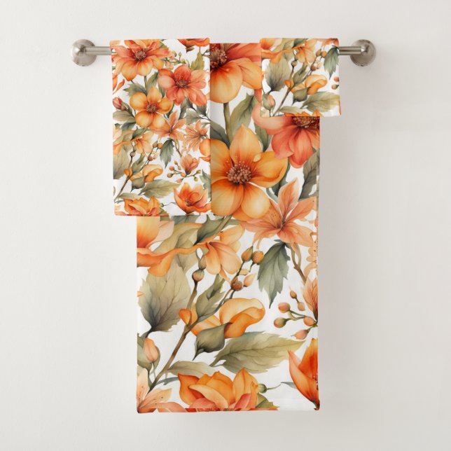 Red Wild Blume Badhandtuch Set (Insitu)