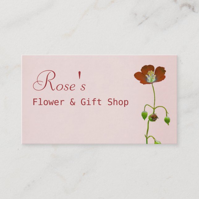 Red Wildblume Florist Shop Visitenkarte (Vorderseite)