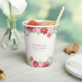 Red wildflowers Bridal Shower Pappbecher