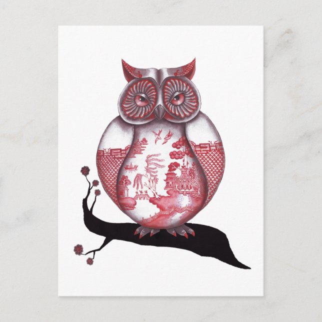 Red Willow Owl Postcard Postkarte (Vorderseite)