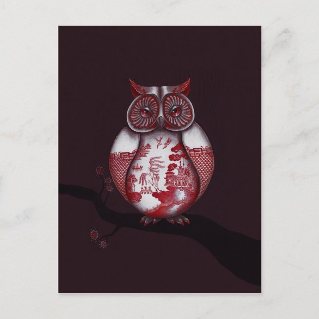 Red Willow Owl Postcard Postkarte (Vorderseite)