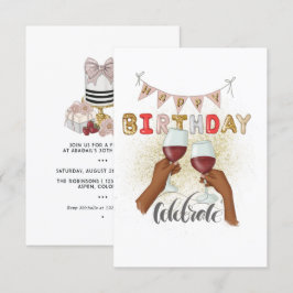 Red Wine African American Girl Birthday Einladung