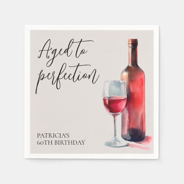 Red Wine Aged to Perfection 60th Birthday Party Serviette (Vorderseite)