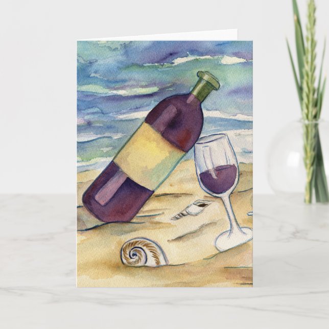 Red Wine Beach Party Gruß oder Note Card Karte (Vorderseite)