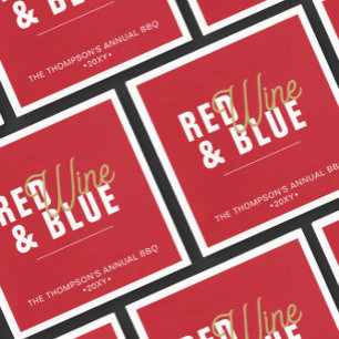 Red Wine & Blue 4. Juli Party Paper Serviette