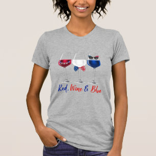 Red Wine Blue 4. Juli Unabhängigkeitstag T-Shirt