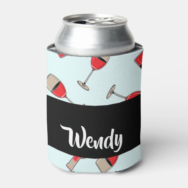 Red wine bottles and glasses pattern dosenkühler (Kanne Vorderseite)