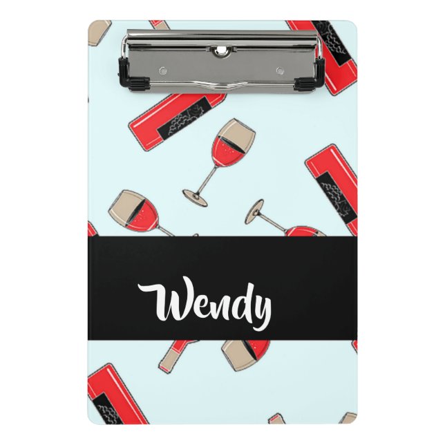 Red wine bottles and glasses pattern mini klemmbrett (Vorderseite)