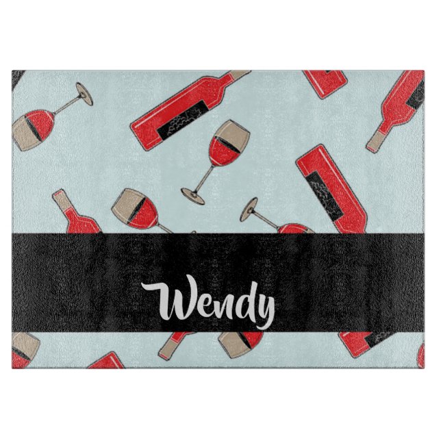 Red wine bottles and glasses pattern schneidebrett (Vorderseite)