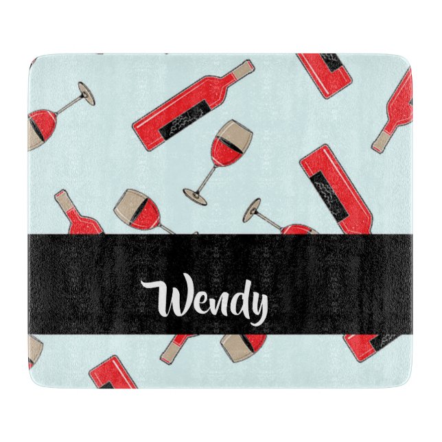 Red wine bottles and glasses pattern schneidebrett (Vorderseite)