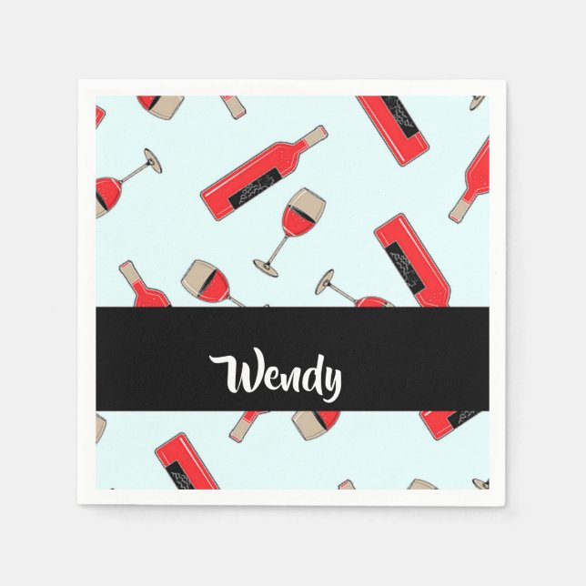 Red wine bottles and glasses pattern serviette (Vorderseite)