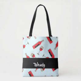 Red wine bottles and glasses pattern tasche