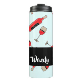 Red wine bottles and glasses pattern thermosbecher