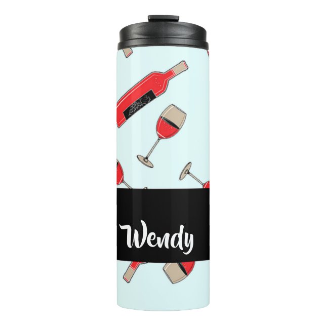 Red wine bottles and glasses pattern thermosbecher (Vorderseite)