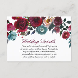 Red Wine Burgundy Wedding Details Begleitkarte
