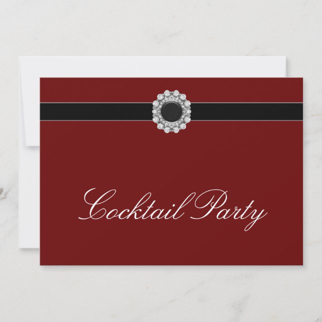Red Wine Diamond Red Black Cocktail Party Einladung (Vorderseite)