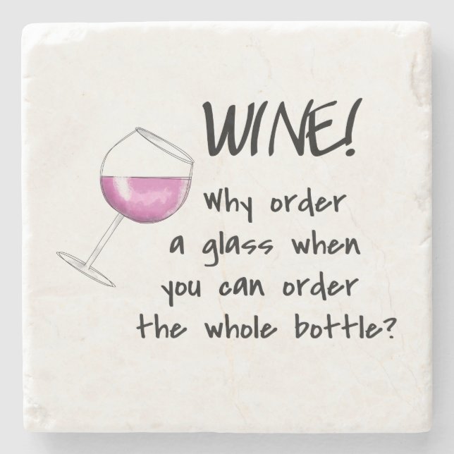 Red Wine Funny Word Sprichwort Party trinken Steinuntersetzer (Vorderseite)