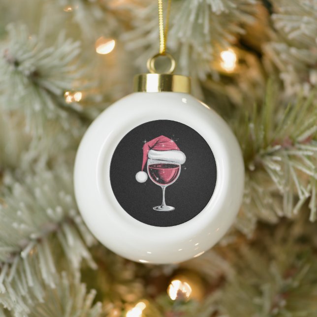 Red Wine Glass Weihnachten Weihnachten Weihnachten Keramik Kugel-Ornament (Baum)