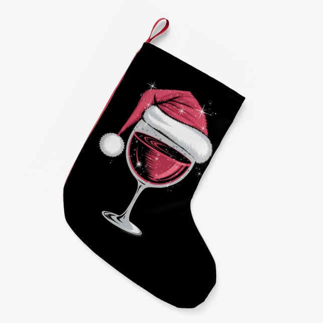 Red Wine Glass Weihnachten Weihnachten Weihnachten Kleiner Weihnachtsstrumpf (Vorderansicht (hängend))