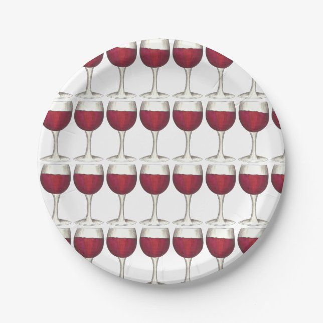 Red Wine Merlot Glass Glass Glass Cocktail Party P Pappteller (Vorderseite)