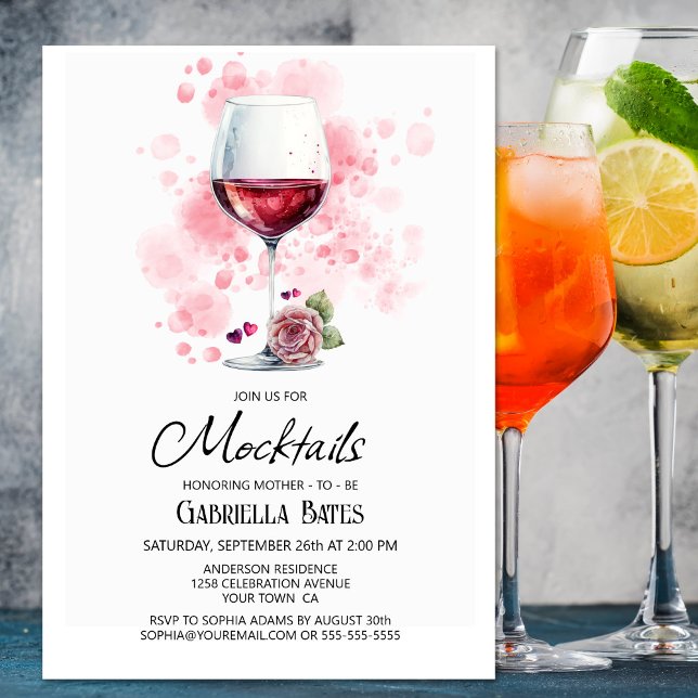 Red Wine Mocktails Babydusche Einladung (Von Creator hochgeladen)