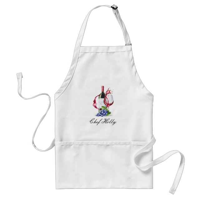 Red Wine Themed Leiter Name Adult Apron Schürze (Vorne)