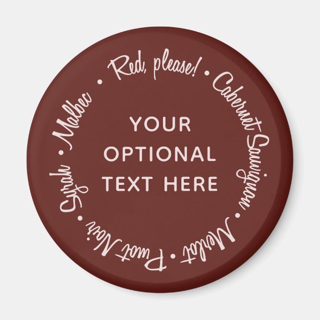 Red Wines benutzerdefinierter Textmagnet Magnet (Vorne)
