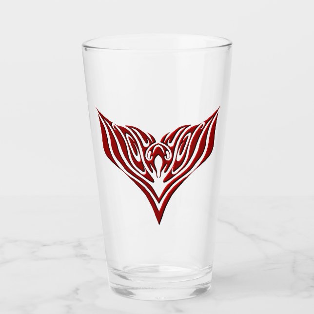 Red Winged Bird Tribal Tattoo Design Glas (Vorderseite)