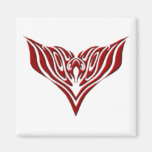 Red Winged Bird Tribal Tattoo Design Magnet