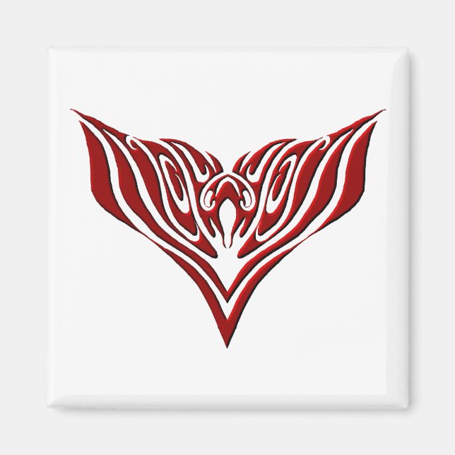 Red Winged Bird Tribal Tattoo Design Magnet (Vorne)