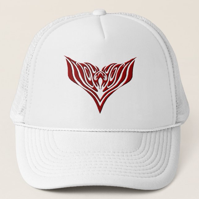 Red Winged Bird Tribal Tattoo Design Truckerkappe (Vorderseite)