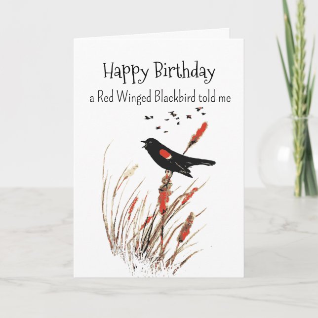 Red Winged Blackbird Personality Birthday Fun Bird Karte (Vorderseite)