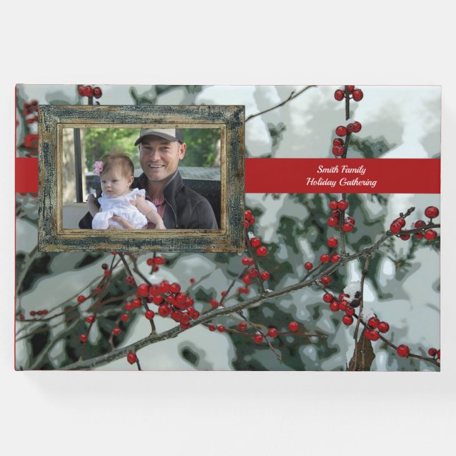 Red Winter Berries Christmas Holiday Livre d'invit (Devant)