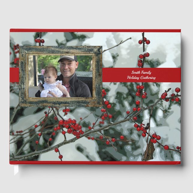 Red Winter Berries Christmas Holiday Livre d'invit (Recto)