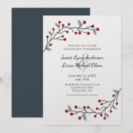 Red Winter Berries einfach Elegante Hochzeit Einladung