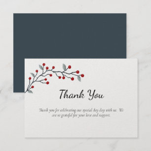 Red Winter Berries Flat Carte de remerciements