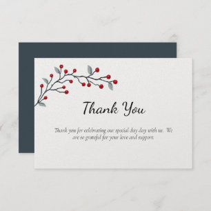 Red Winter Berries Flat Dankeschön Karte