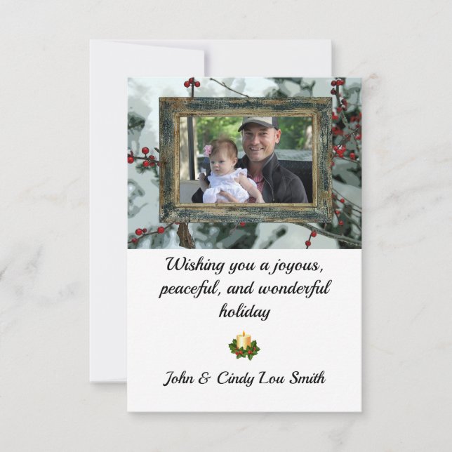 Red Winter Berries Weihnachtsferien - Flat Card (Vorderseite)