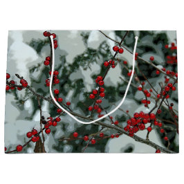 Red Winter Berries Weihnachtsgeschenktasche Große Geschenktüte