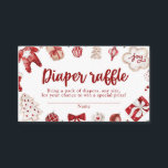 Red Winter Christmas Baby Dusche Windeln Raffle Begleitkarte<br><div class="desc">Rustikale Red Winter Weihnachtsdusche Windeln Windeln Raffel</div>