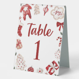 Red Winter Christmas Baby Showcard Tischnummer Tischaufsteller