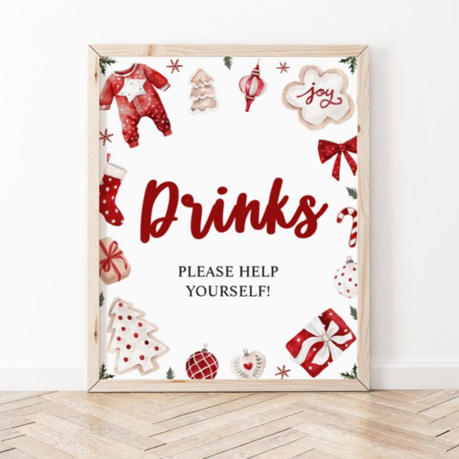 Red Winter Christmas Baby Shower Drinks Unterschre Poster (Von Creator hochgeladen)