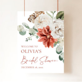 Red Winter Christmas Brautparty Welcome Sign Poster