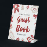 Red Winter Christmas Gästebuch Babydusche Schild<br><div class="desc">Red Winter Christmas Guest Book Baby Showspiel</div>