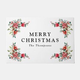 Red Winter Florals Urlaub Fußmatte